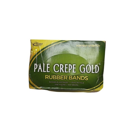 🟢 Alliance Pale Crepe Gold Rubber Bands #84 3.5" x 1/2" 1 lb Box 🟢 - Picture 1 of 6